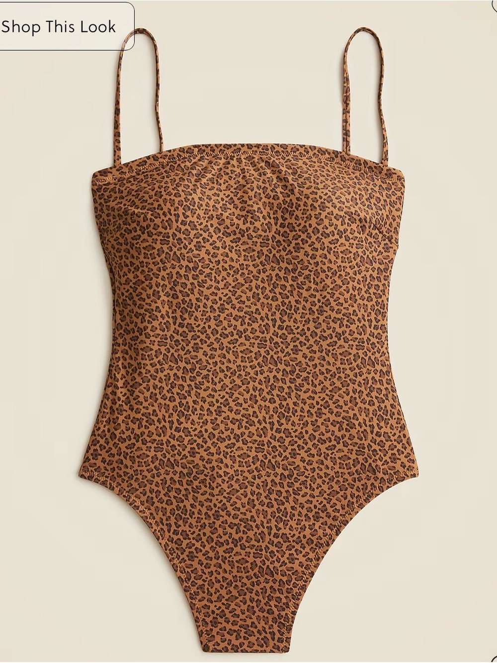 J. Crew Leopard Print Square neck One-Piece Swimsuit - Brown and Black